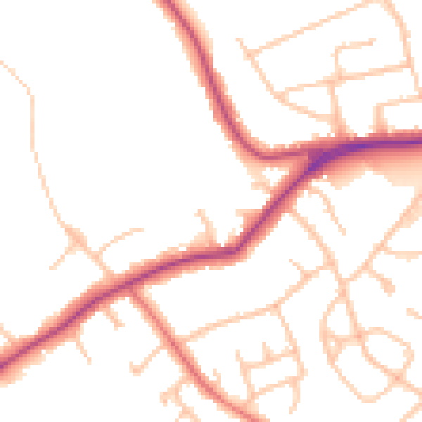 Daytime road noise heatmap for EN5 3EZ