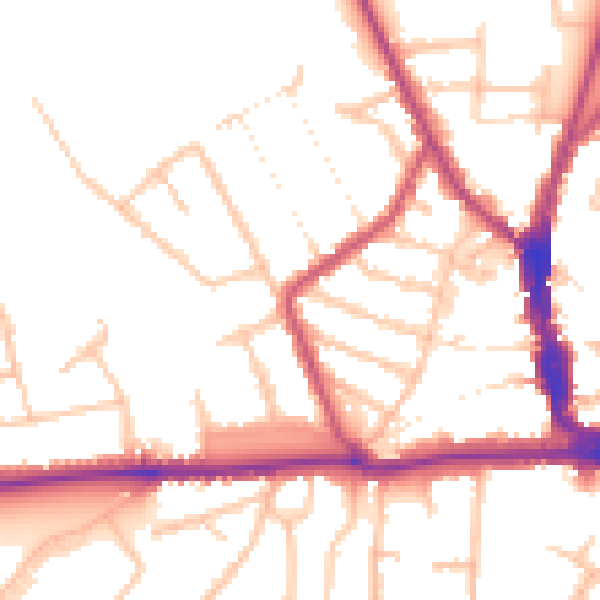 Daytime road noise heatmap for EN5 4ES