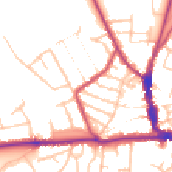 Daytime road noise heatmap for EN5 4ET
