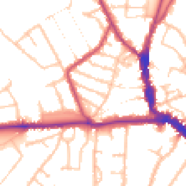 Daytime road noise heatmap for EN5 4JG