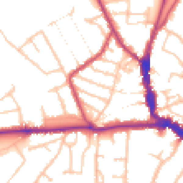 Daytime road noise heatmap for EN5 4JQ