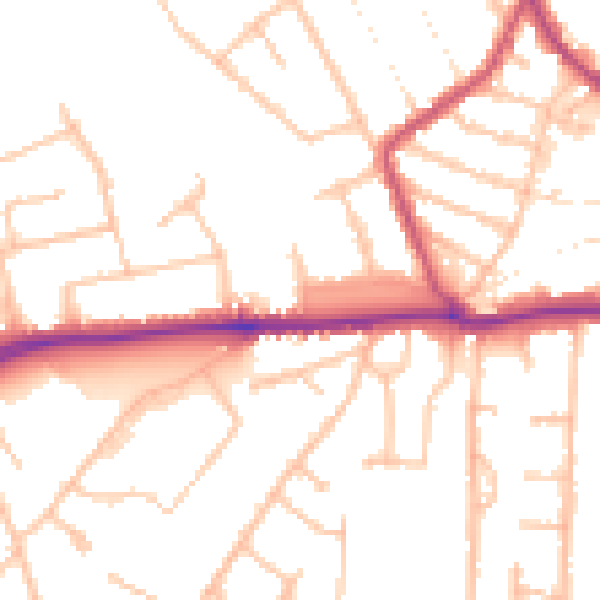 Daytime road noise heatmap for EN5 4NE