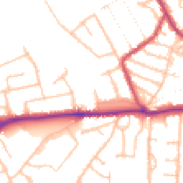 Daytime road noise heatmap for EN5 4NG