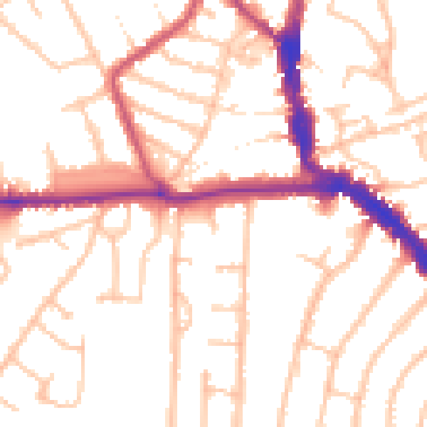 Daytime road noise heatmap for EN5 4SN