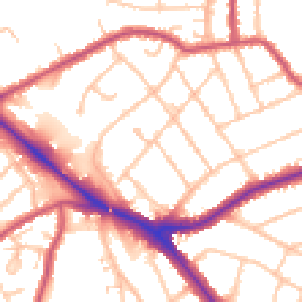 Daytime road noise heatmap for EN5 5AJ