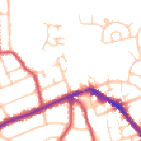 Daytime road noise heatmap for EN5 5BT