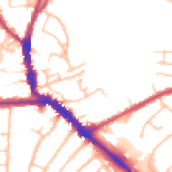 Daytime road noise heatmap for EN5 5FY