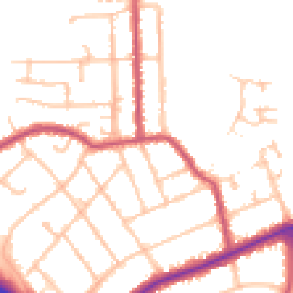 Daytime road noise heatmap for EN5 5HL