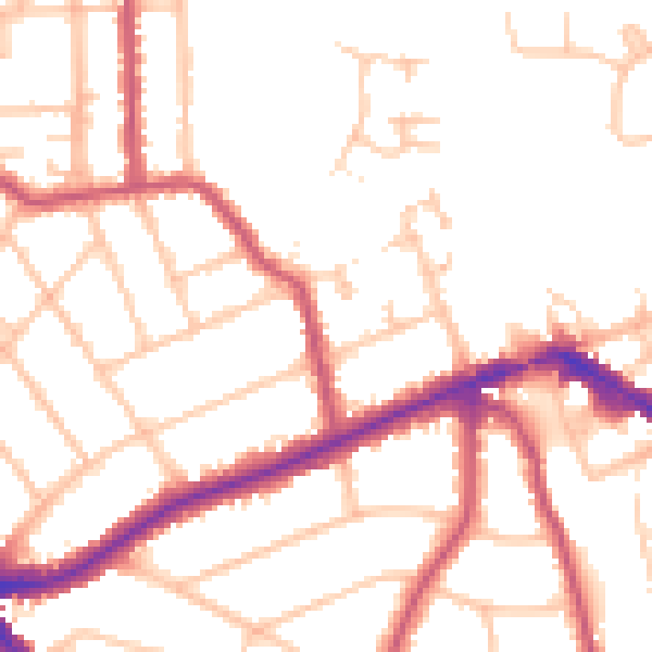 Daytime road noise heatmap for EN5 5JG