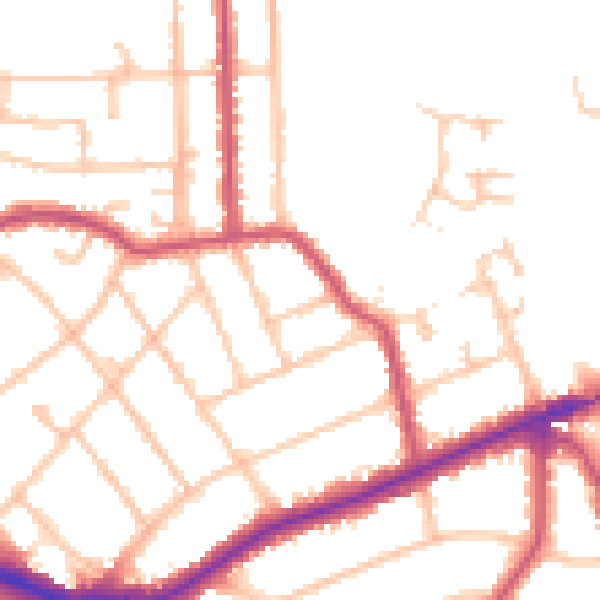 Daytime road noise heatmap for EN5 5JN