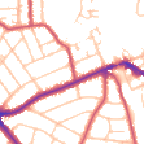 Daytime road noise heatmap for EN5 5JW