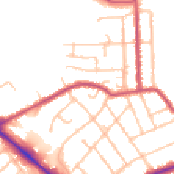 Daytime road noise heatmap for EN5 5LG