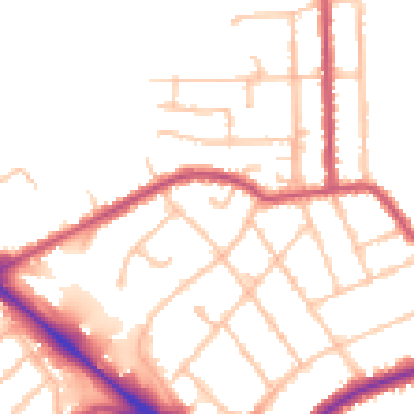 Daytime road noise heatmap for EN5 5LQ