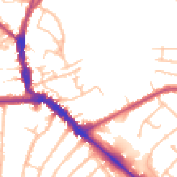 Daytime road noise heatmap for EN5 5SF