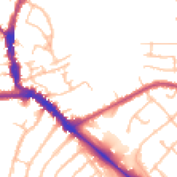 Daytime road noise heatmap for EN5 5SG