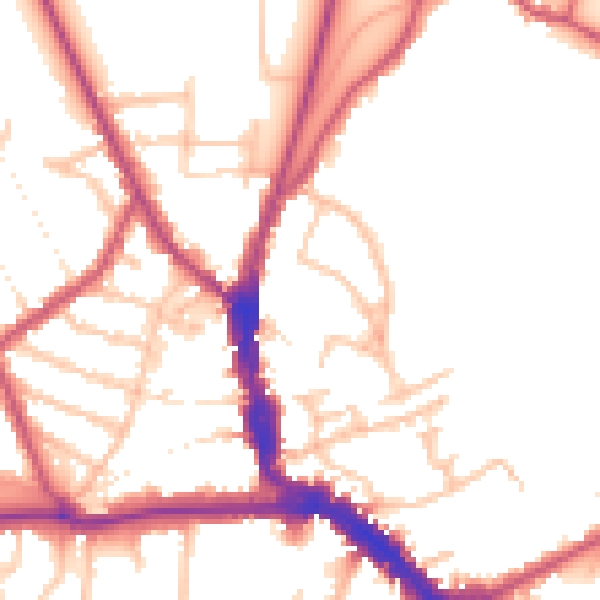 Daytime road noise heatmap for EN5 5XA