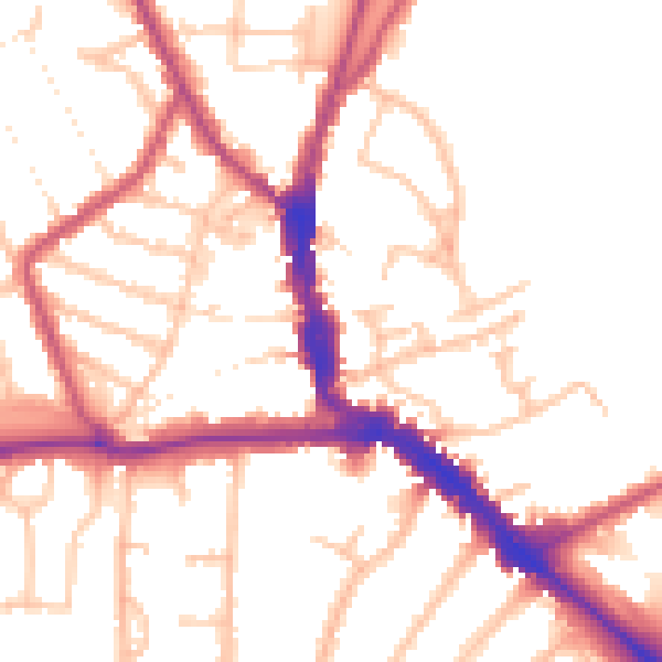 Daytime road noise heatmap for EN5 5XQ