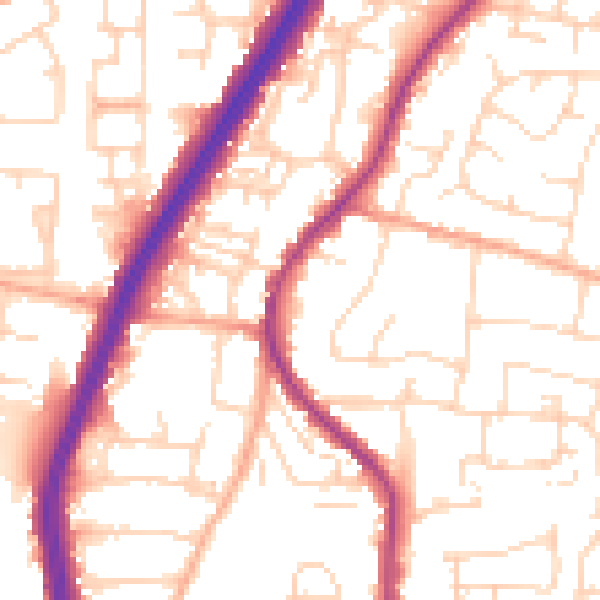 Daytime road noise heatmap for EN8 0AB
