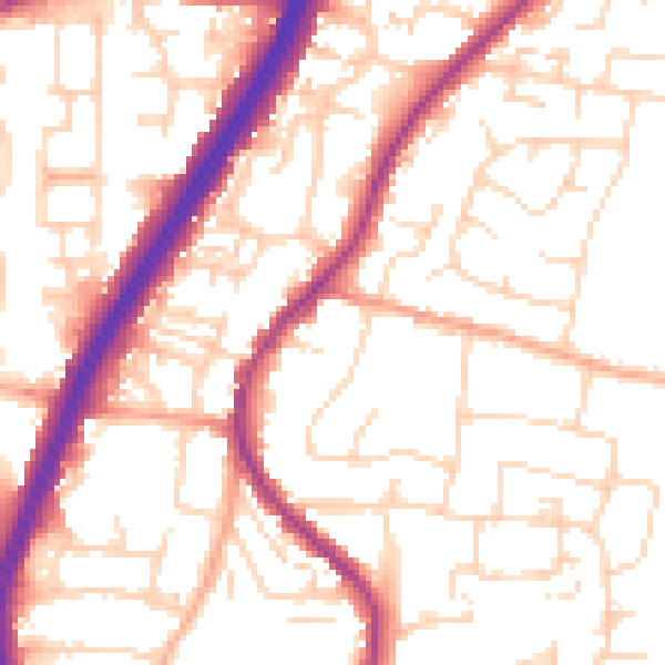 Daytime road noise heatmap for EN8 0AG