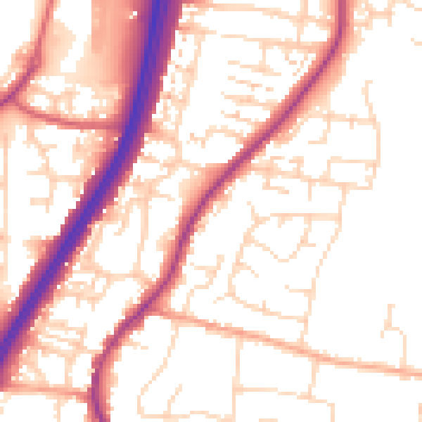 Daytime road noise heatmap for EN8 0AU