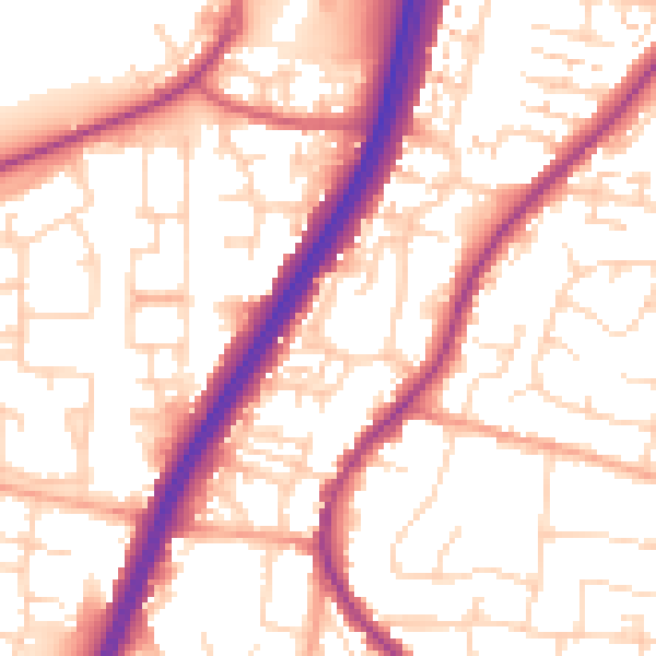Daytime road noise heatmap for EN8 0BN