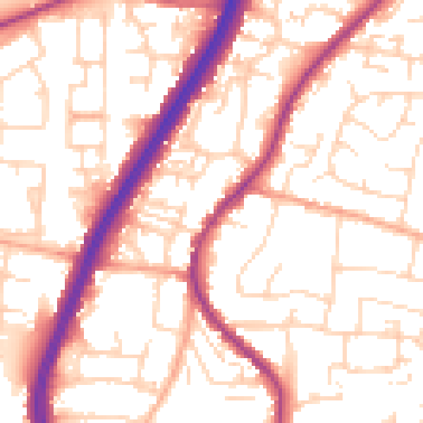 Daytime road noise heatmap for EN8 0BS