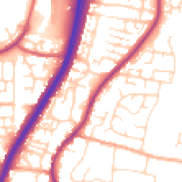 Daytime road noise heatmap for EN8 0DG