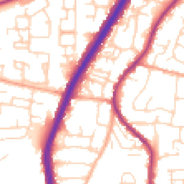 Daytime road noise heatmap for EN8 0DL