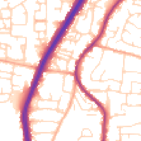 Daytime road noise heatmap for EN8 0DP