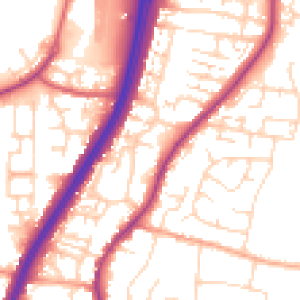 Daytime road noise heatmap for EN8 0DQ