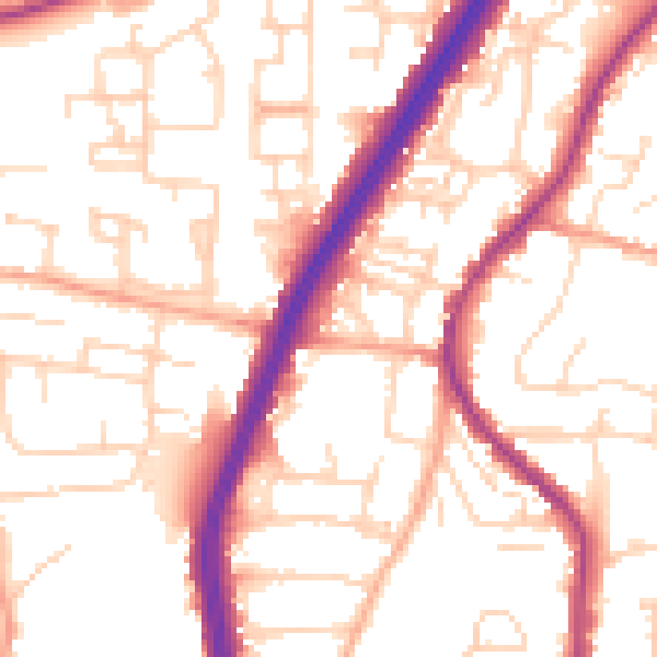 Daytime road noise heatmap for EN8 0DR