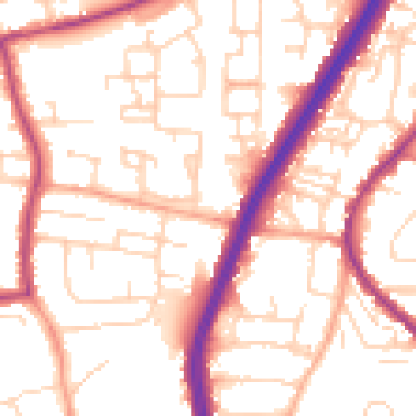 Daytime road noise heatmap for EN8 0DS