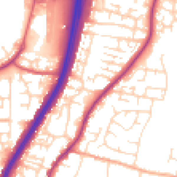 Daytime road noise heatmap for EN8 0DT