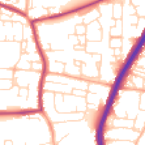 Daytime road noise heatmap for EN8 0DU