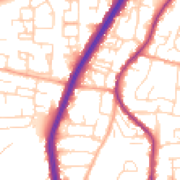 Daytime road noise heatmap for EN8 0DY