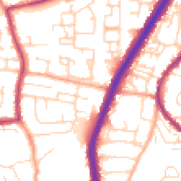 Daytime road noise heatmap for EN8 0DZ