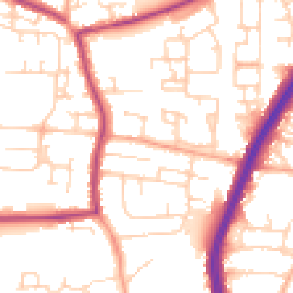 Daytime road noise heatmap for EN8 0EA