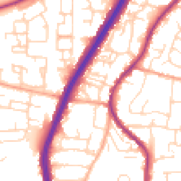 Daytime road noise heatmap for EN8 0EB