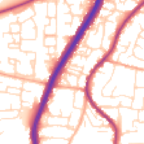 Daytime road noise heatmap for EN8 0ED