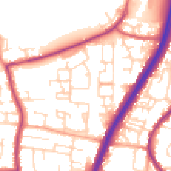 Daytime road noise heatmap for EN8 0EP