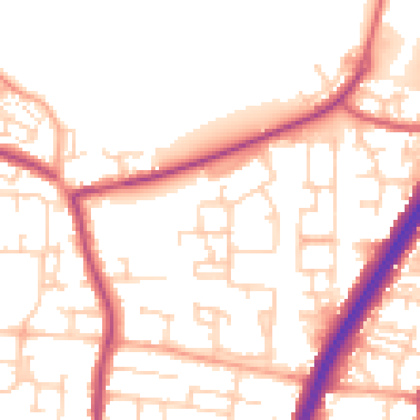 Daytime road noise heatmap for EN8 0EY