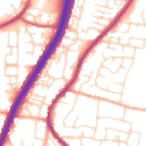 Daytime road noise heatmap for EN8 0SJ
