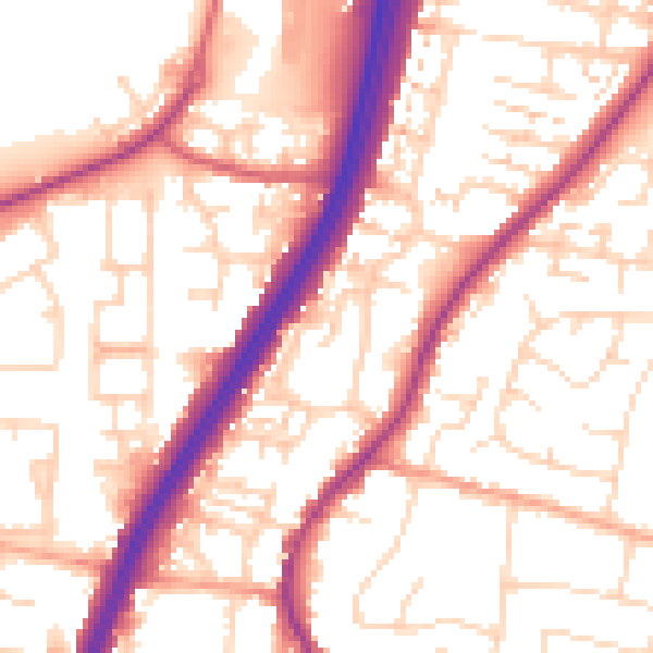 Daytime road noise heatmap for EN8 0ST