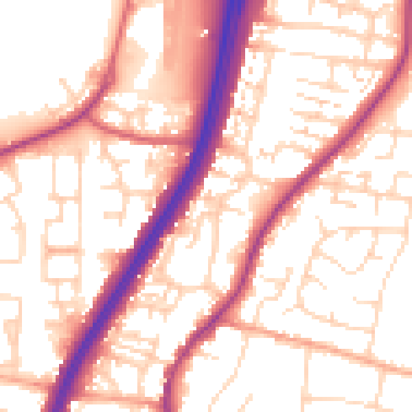 Daytime road noise heatmap for EN8 0SU