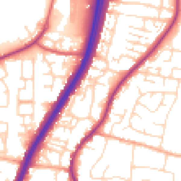 Daytime road noise heatmap for EN8 0SY