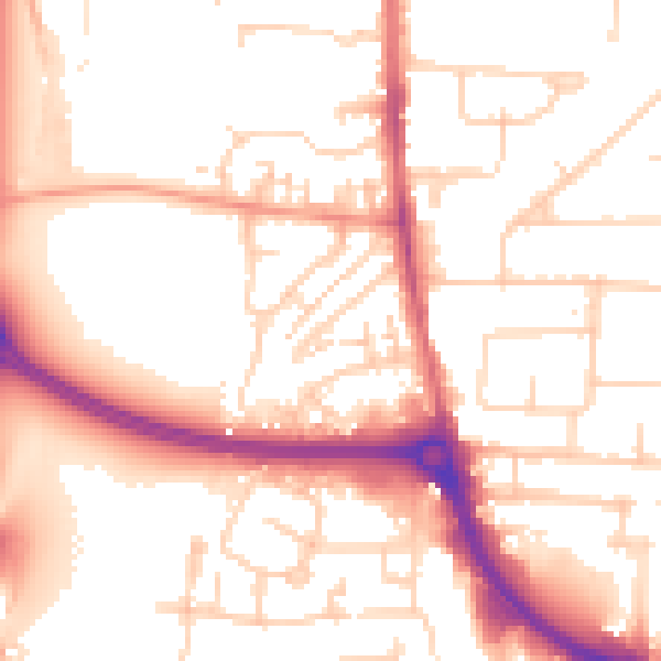 Daytime road noise heatmap for EN8 7BG