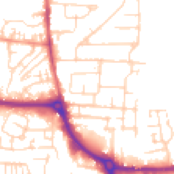 Daytime road noise heatmap for EN8 7RA