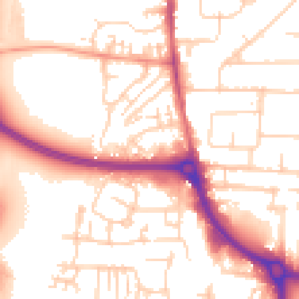 Daytime road noise heatmap for EN8 8AU
