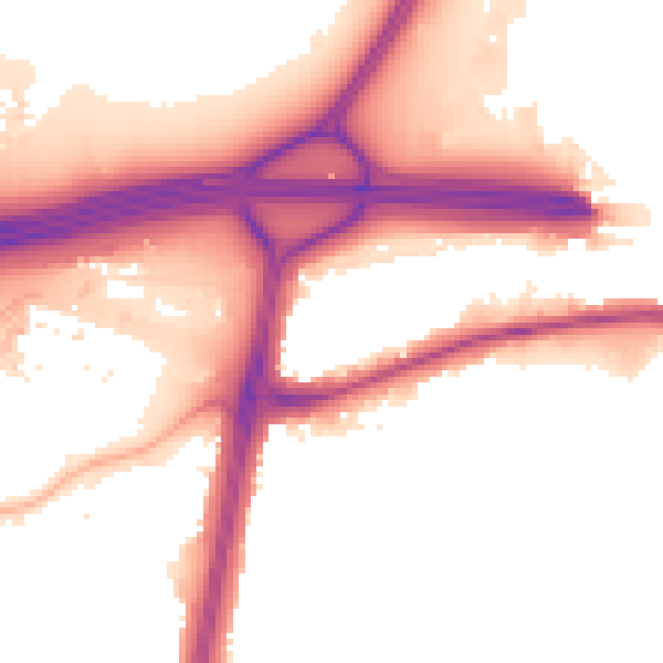 Night-time road noise heatmap for EN8 8HX