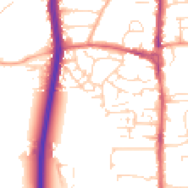 Daytime road noise heatmap for EN8 8PR